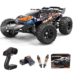AUOSHI 1:14 Fast RC Toy Car,40+MPH Remote Control Off-Road Truck 2 Batteries,70 Min Runtime,LED Lights,Waterproof $119.99