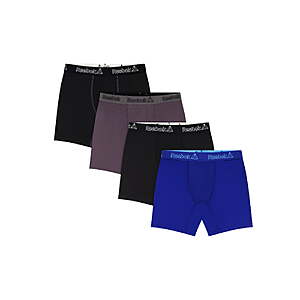 Reebok Men's Featherweight Performance Regular Leg Boxer Briefs,4 pack Sizes S
