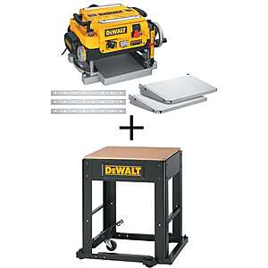 15 Amp 13 in.Corded Heavy-Duty Thickness Planer,(3) Knives,In/Out Feed Tables,and Mobile Thickness Planer Stand $679