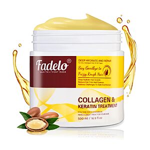 S&S] Fadelo Keratin Hair Treatment,Deep Conditioning Hair Mask for Damaged Hair with Collagen & Keratin,Professional Hair Care Solution,500ml (16.9 Fl Oz) $4.99