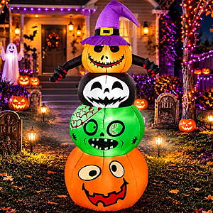 6' Sanmadrola Halloween Inflatable Stacked Jack-O'-Lantern,Skeleton & Zombie w/ LED Lights $29.99 + Free Shipping w/ Walmart+ or on $35