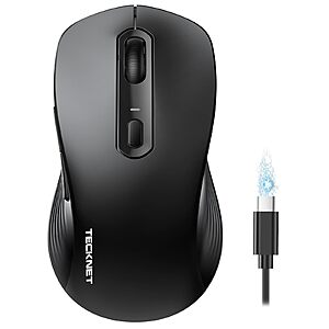 TECKNET 4800 DPI Rechargeable Bluetooth Wireless Ergonomic Mouse $8
