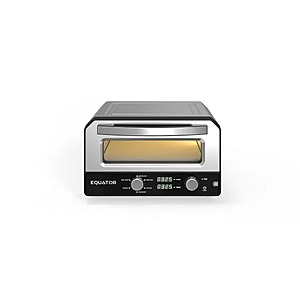 Equator 0.5 cu.ft.Indoor/Outdoor Countertop Pizza Oven with Stone Bake-Cooks 12 in.Pizzas,6-Preset Modes 1500W in Stainless $109