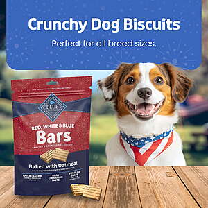 Blue Buffalo Red,White & Blue Health Bars,Crunchy,Oatmeal,11oz Bag YMMV $1.24