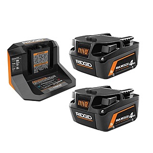 126:RIDGID 18V MAX Output Starter Kit with (2) 4.0 Ah Batteries and Charger at HomeDepot