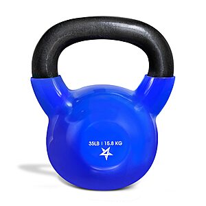 35-Lb Yes4All Vinyl Coated Cast Iron Kettlebell Weight (Blue) $22.30