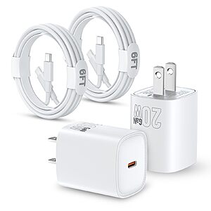 2-Pack 20W PD USB-C Wall Chargers + 6FT USB-C Cables – $5.99 Shipped (Reg.$9.99