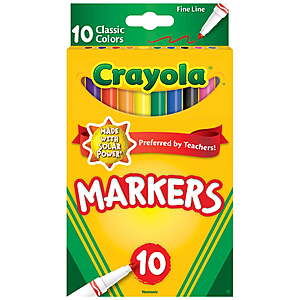 10 Count Crayola Fine Line Markers $0.97 + Free S&H w/ Walmart+ or $35