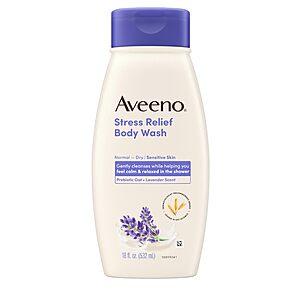18-Ounce Aveeno Stress Relief Relaxing Oat Body Wash (Lavender Scent) $4.19 w/ S&S + Free Shipping w/ Prime or on $35