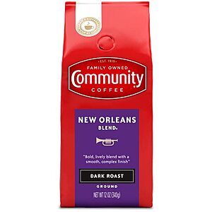 SnS,AC] $4.46 | 12-Oz Community Coffee Special Dark Roast Ground Coffee (New Orleans Blend) at Amazon