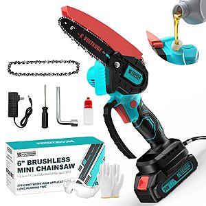6" K VOLTKORE Brushless Cordless Mini Chainsaw w/ 20V 2000mAh Battery $18.99 + Free Shipping w/ Prime or on $35
