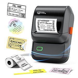 Ponek M100 2" Bluetooth Thermal Label Maker w/ Label Roll (Black) $13.99 + Free Shipping w/ Prime or on $35