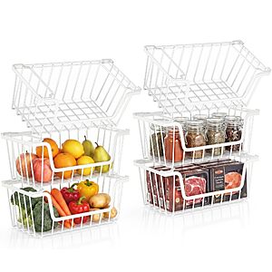 6-Piece SUNALLY Stackable Wire Storage Baskets (White) $22.49 ($3.75 Each) + Free Shipping w/ Prime or on $35