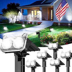 Prime Members:6-Count LETMY IP65 Waterproof Outdoor Wall/Ground Solar Spot Lights w/ 14 LEDs & 2 Modes $19.24 ($3.21 each) + Free Shipping