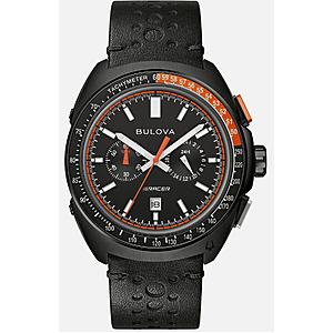 Refurbished Bulova Men's Racing Chronograph Calendar Quartz Black Leather Watch 42 MM 98B428 $211