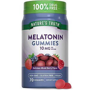 Amazon:Nature's Truth Melatonin 10mg Gummies (70 Ct,Berry) $6.49 (Reg $11.99,~46% Off) + FS w/ Prime