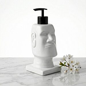 BOPPIE Ceramic Moai Statue Soap Dispenser,Modern Countertop Hand & Dish Soap Dispenser for Bathroom/Kitchen - Free Shipping w/Amazon Prime or Orders Over $35 - $10.62