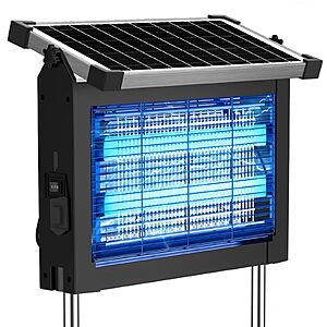Solar Bug Zapper Outdoor,4500V Mosquito Zapper Waterproof with Panel Sensor Electric Fly Zapper Rechargeable Mosquito Killer with 10FT Extension Cord,$65.98