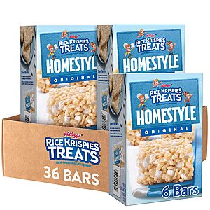 Select Accts:36-Ct Rice Krispies Treats Homestyle Original Marshmallow Snack Bars $11.20 w/ S&S