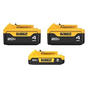 DEWALT 20V MAX Lithium-lon 2.0 Ah and (2) 4.0 Ah Battery Packs (3-Pack) $85