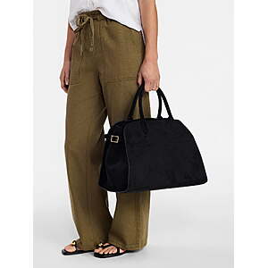 Time and Tru Women's Sage Satchel Soft Faux Suede Tote Bag,Black - $5