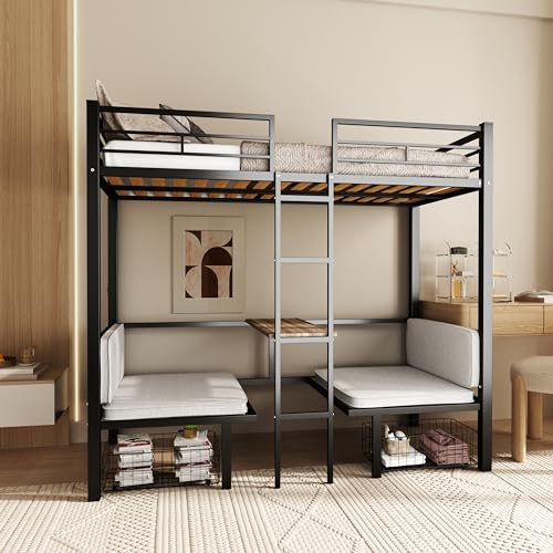 DNYN Full Size Loft Bed with D...Needed,for Small Space,Black