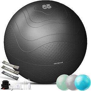 Prime Members:26" HAPBEAR Anti-Burst Exercise Ball w/ Pump & 3 Resistance Bands $11.40 + Free S&H