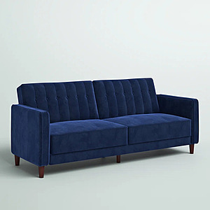 81.5" Mercury Row Velvet Square Arm Convertible Sofa:Blue $199,Grey $207 + Free Shipping