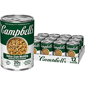 12-Pack 16.1-Oz Campbell's Protein Italian Style Wedding Soup $20.08 ($1.67 Ea) w/ S&S + Free Shipping w/ Prime or on $35