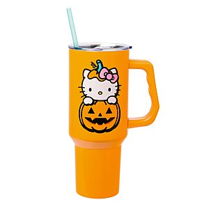 10.36:Silver Buffalo Hello Kitty Halloween Jack-O-Lantern 40oz Stainless Steel Tumbler,Double Walled,Handle & Straw at Amazon