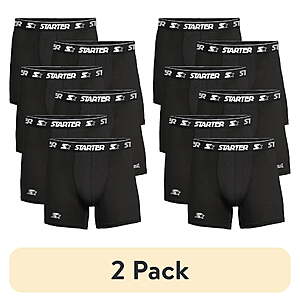 12-Pack Starter Men’s Active Performance Boxer Briefs (various colors) $10