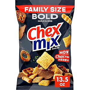 13.5oz.Chex Mix Bold Snack Family Mix Size (Garlic & Herb) $2.95 w/ S&S
