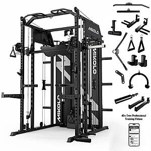Mikolo Horus Functional Trainer & Smith Machine,2×2"Uprights (33 Holes),Dual 132LBS Weight Stack,Dual High/Low Cables,Full Body Workout Home Gym $1259.98