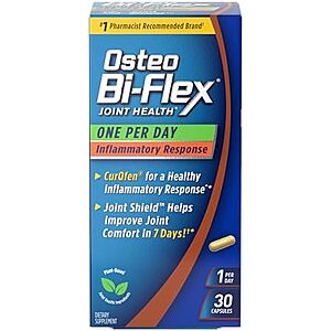 SnS,AC] $16.49 | 2 × 30-Count Osteo Bi-Flex One Per Day Inflammatory Response CurQfen Plant-Based Supplement ($8.25 each) at Amazon