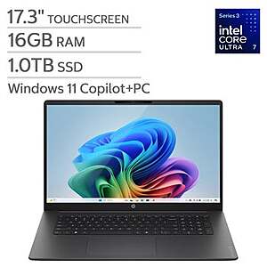 Costco Members:$999.99 + $14.99 ship HP OmniBook 3 17.3" Touchscreen Laptop - Intel Core Ultra 7 355 - Copilot+ PC - FHD (1920 x 1080) - 16GB RAM - 1TB SSD
