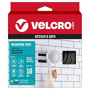 VELCRO Brand 12' Kitchen & Bath Mounting Tape (Black) $6.67 w/ S&S + Free Shipping w/ Prime or on $35
