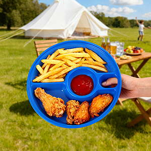Ozark Trail Blue 10 in Compartmentalized Picnic Tray and Camping Plate,1 Count - $0.97