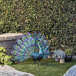 Alpine Corporation 23" Tall Outdoor Metal Peacock Statue,Multicolor $50.7