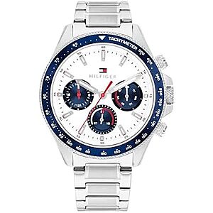 97.50 | Tommy Hilfiger Men's Multifunction Watch - Round Case - Iconic Casual Design - Gift for Him 44mm at Amazon