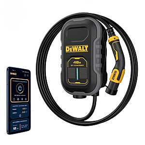 DEWALT Level-2 Compact Telsa EV Charger up to 48 Amps,240-Volt AC 11.5 Kw,20 ft.Cable,Hardwired,Weatherproof,NACS $399