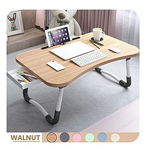 PHANCIR Foldable Lap Desk, 23.6 Inch Portable Wood Laptop Desk with Slots/Cup Holder/Drawer (6 colors) - $17