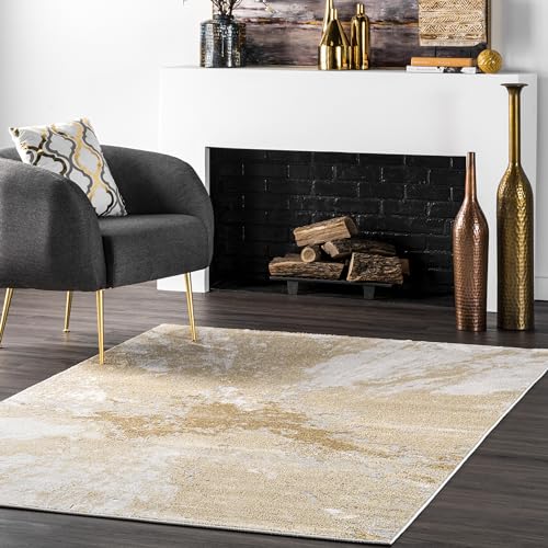 nuLOOM Cyn Gold Abstract Power Loomed Area Rug,5' Square