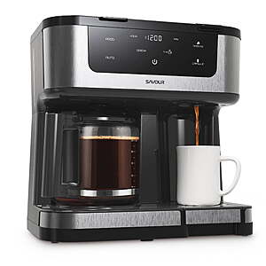 Savour Dual Coffee Maker,Programmable 12-Cup Coffee Pot & Single Serve Coffee Machine $69