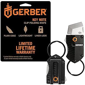 NEW] $14.70 | Gerber Key Note EDC Keychain Mini Pocket Knife,1" Plain Edge Blade,Black at Amazon