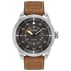 Citizen Menโs Eco-Drive 3-Hand Date Avion Watch with Leather Strap (Style:AW1361:10H) $198.95