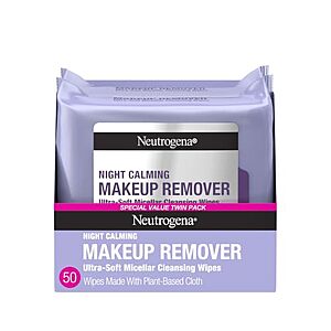 SnS,AC] $6.98 | 2-Pack 25-Count Neutrogena Makeup Remover Night Calming Cleansing Towelettes at Amazon