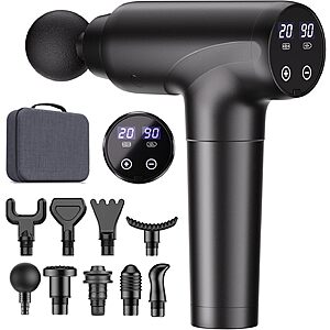 cotsoco Massage Gun Deep Tissue,Muscle Massage Gun with 9 Attachment Heads 20 Speeds & Silent Brushless Motor for Pain Relief (Black):$16.98:FS for Prime