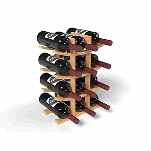 HOMLUX 12-Bottle Light Wood 12.2 in.W Tabletop Bamboo Wine Rack Stackable Wine and Liquor Bottle Storage,No Tools Assembly $32.88