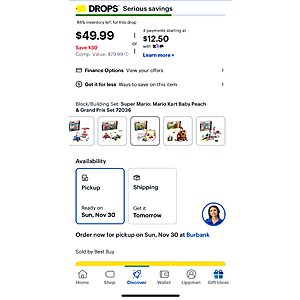 BEST BUY APP LEGO - Super Mario: Mario Kart Baby Peach & Grand Prix Set 72036: $49.99