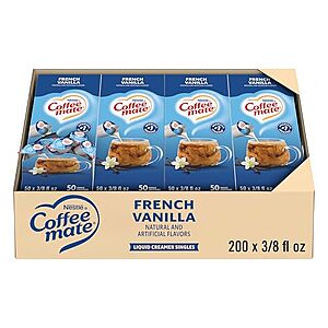 SnS,AC] $14.16 | 200-Pack 0.38-Oz Coffee Mate Coffee Creamer (French Vanilla) at Amazon